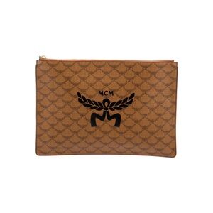 MCM Brown Clutch with Black Logo